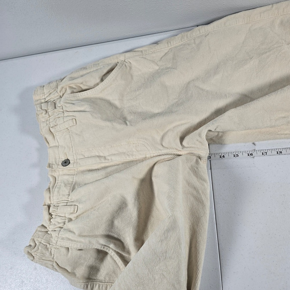 American Eagle‎ Women Cream Corduroy Barrel Leg Paperbag Waist Pants Size 12 Reg - Picture 6 of 10
